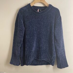 LOVE by Design Blue Chenille Sweater XS Soft Ribbed Cozy